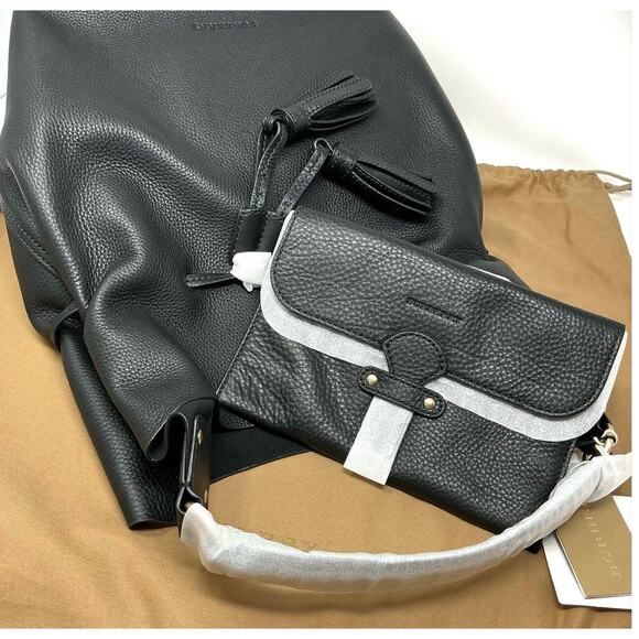 Burberry Black Tasseled Pebbled-Leather Drawstring Bucket Bag NWT - Picture 12 of 16